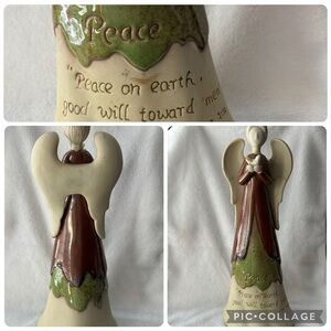 Peace Angel Figurine - Green and Brown